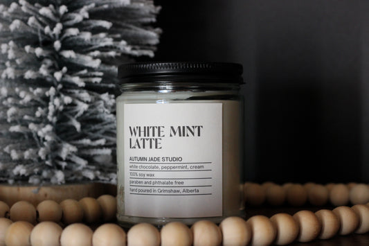 White Mint Latte // Wood Wick Candle