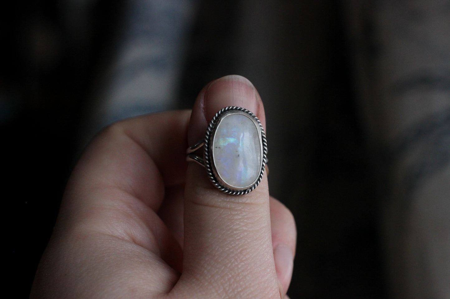 Rainbow Moonstone Ring // Size 8