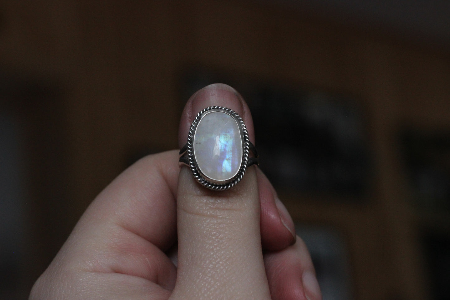 Rainbow Moonstone Ring // Size 8