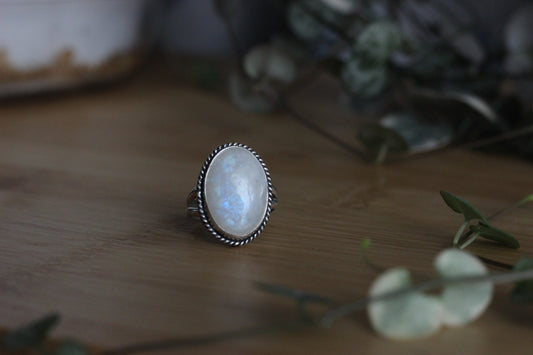 Rainbow Moonstone Ring // Size 6